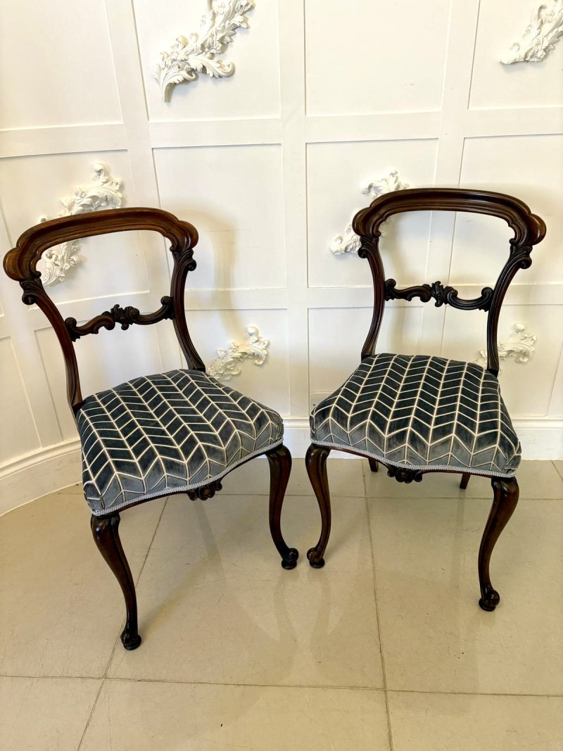 Pair of Antique Victorian Quality Carved Rosewood Side Chairs - Image 2